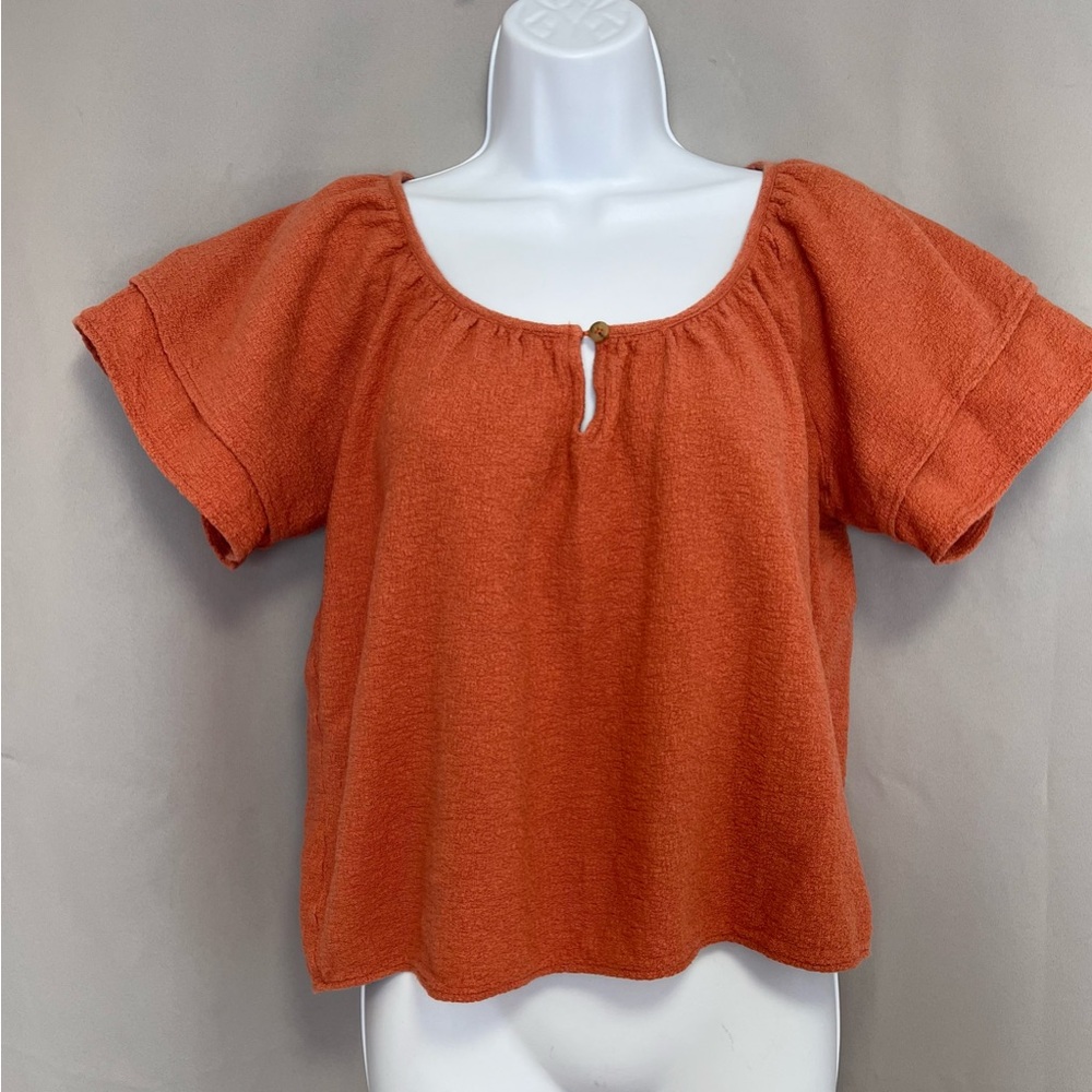 Madewell Women's Tiered-Sleeve Top Sweet Dahlia Size Small